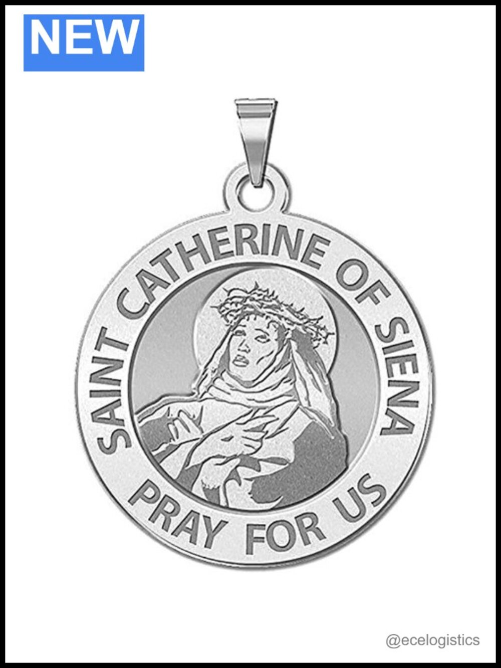 Saint Catherine of Siena Religious Medal Solid Silver 19mm Nickel Size